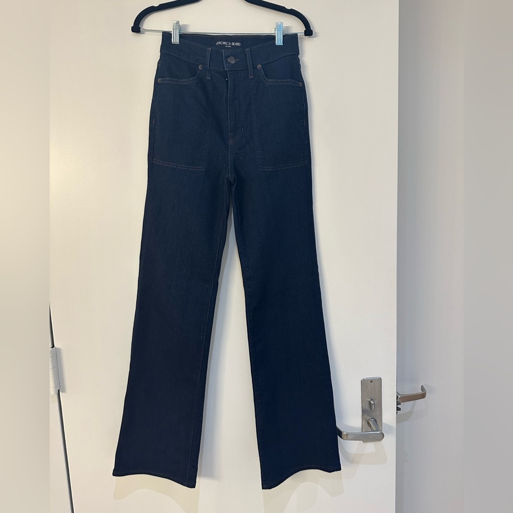 Veronica Beard Crosbie Denim Wide-Leg Jeans Indigo Rinse Size 27 like new - Picture 2 of 13